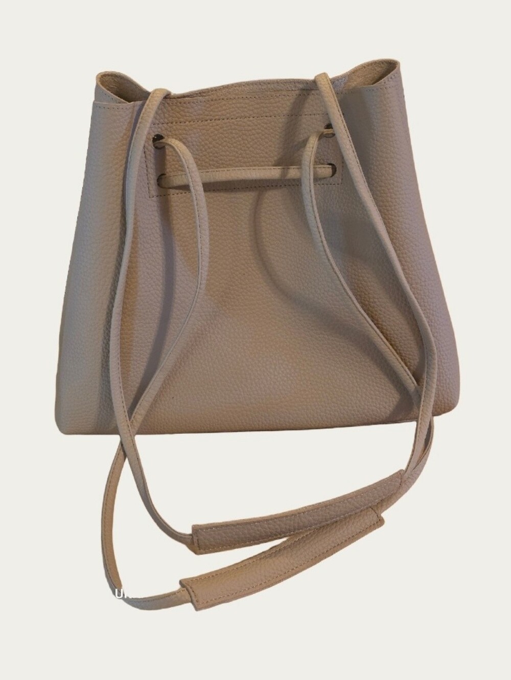 8 Other Reasons Taupe Premium Vegan Leather Bucket Tote Bag EUC